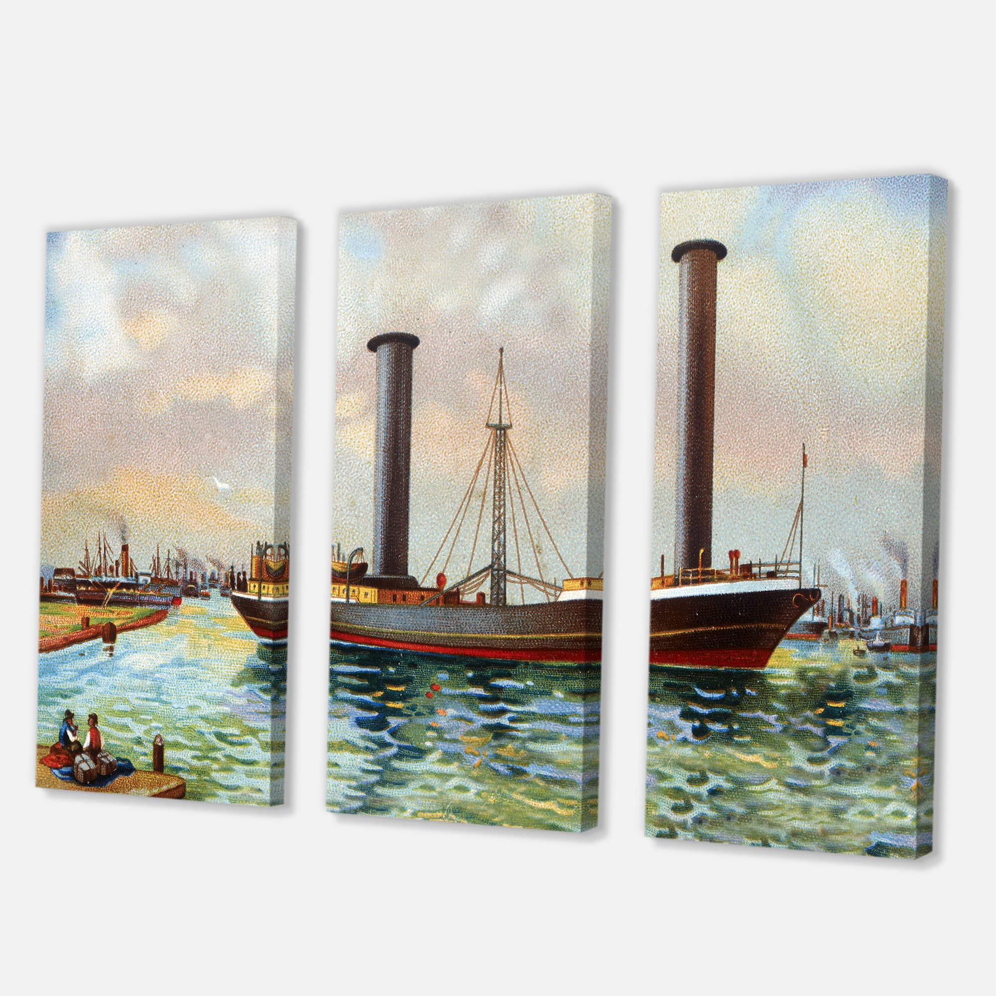 Designart - Ancient Boat Leaving The Harbor
